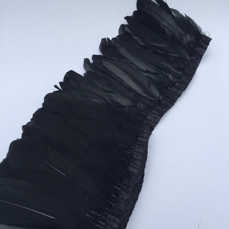Shekyeon Duck Goose Feather Trim Fringe Sewing Craft 2 Yards (Black) - Image 3